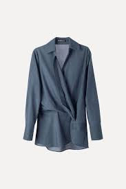 Knuefermann Knotted Shirt Silk/Cotton Cafe Petrol Blue - Shop 9