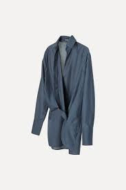 Knuefermann Knotted Shirt Silk/Cotton Cafe Petrol Blue - Shop 9