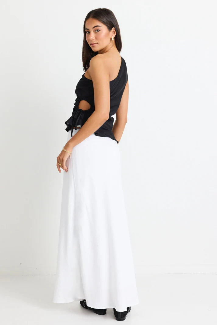 Among The Brave Summit Tie Waist Bias Maxi Skirt - White - Shop 9