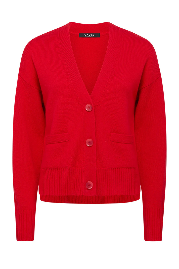 Cabe Melbourne Cashwool V Cardigan - Poppy Red - Shop 9