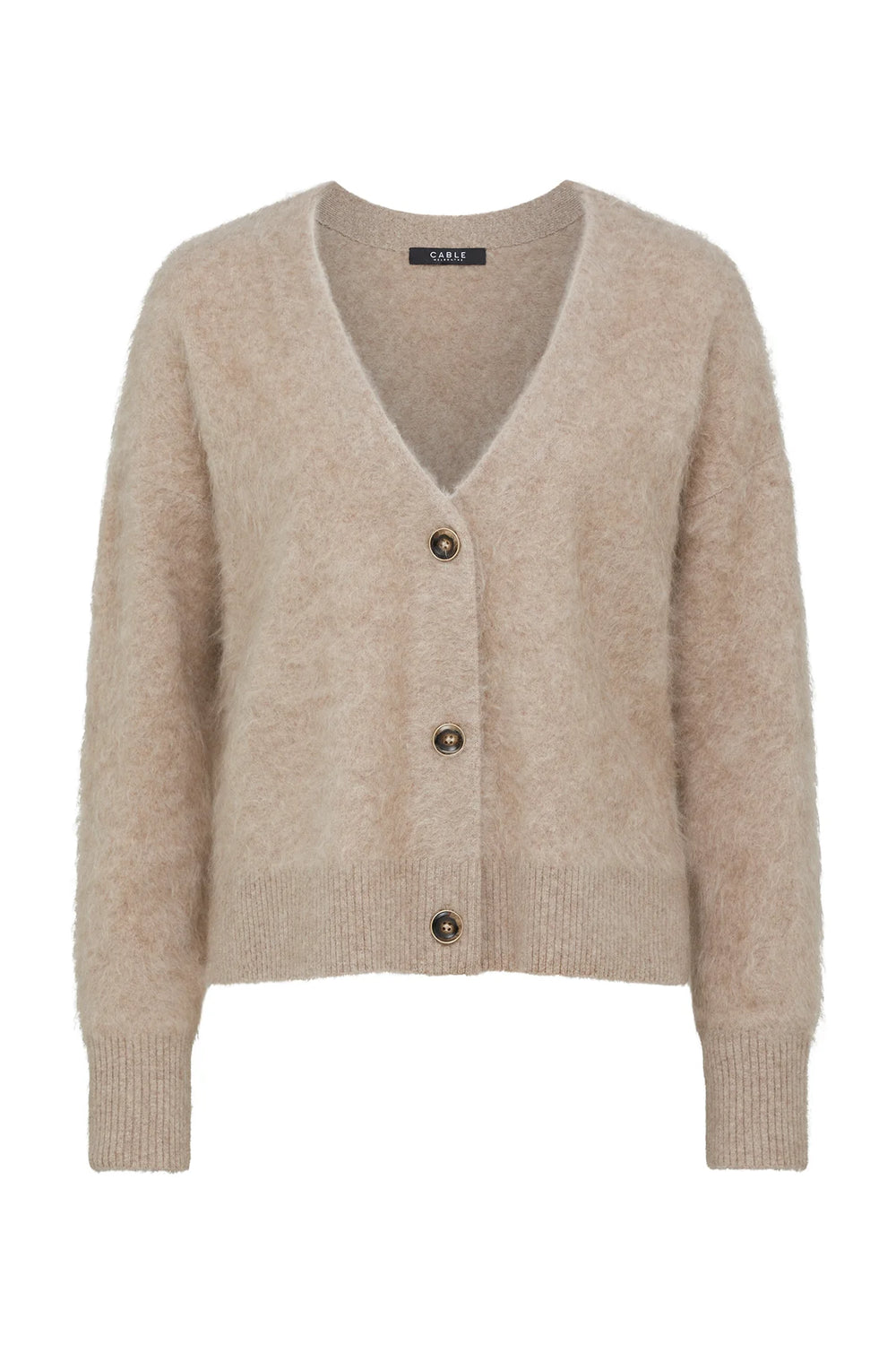 Cable Melbourne Brushed Cashwool V Cardigan - Mink - Shop 9