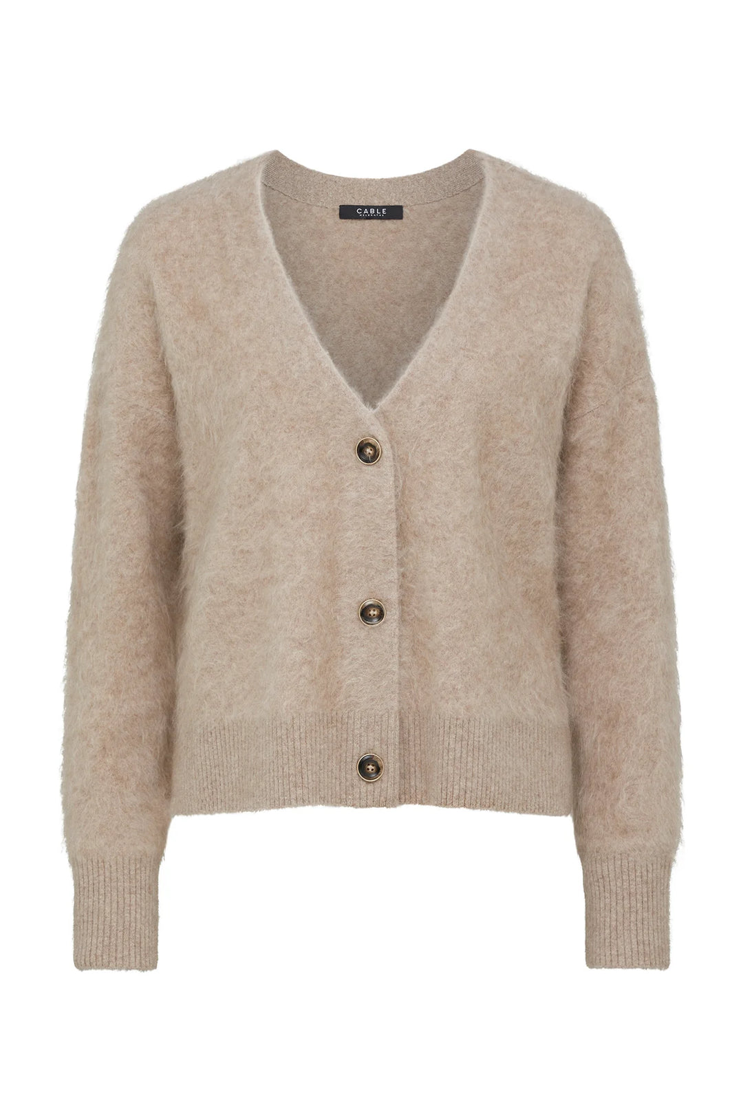 Cable Melbourne Brushed Cashwool V Cardigan - Mink - Shop 9