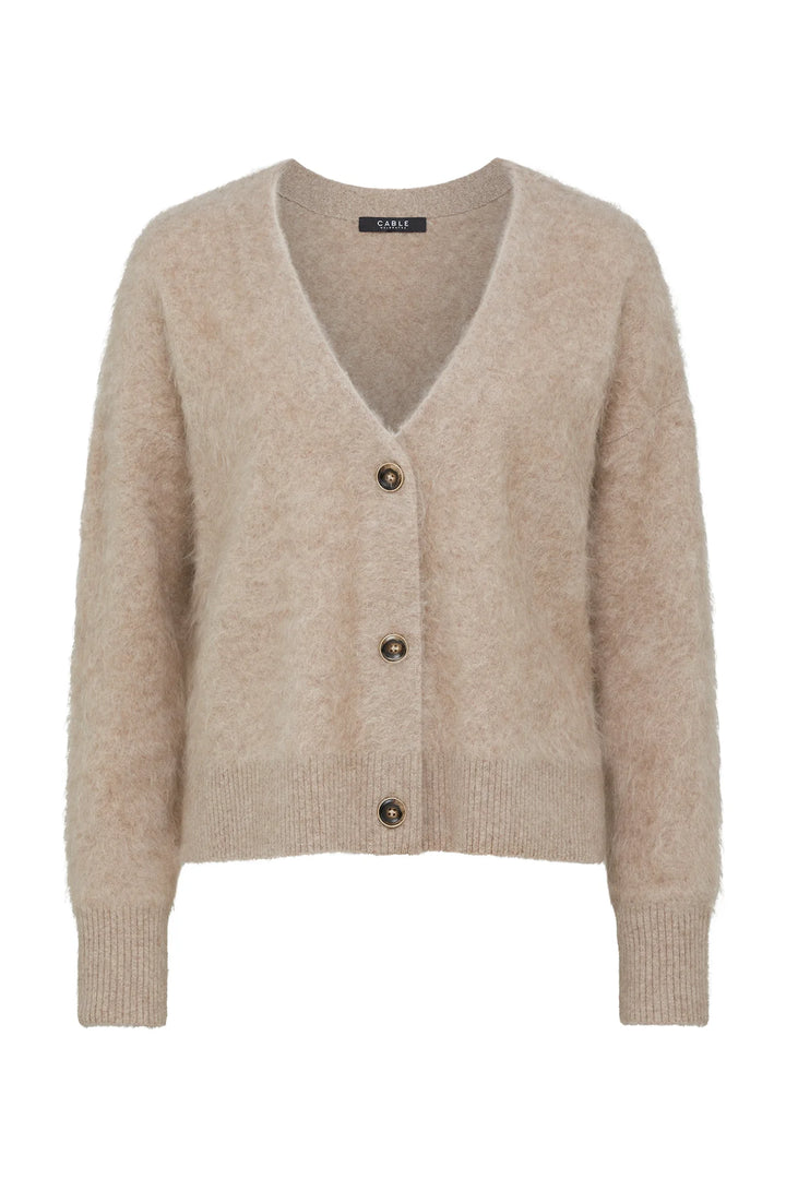 Cable Melbourne Brushed Cashwool V Cardigan - Mink - Shop 9