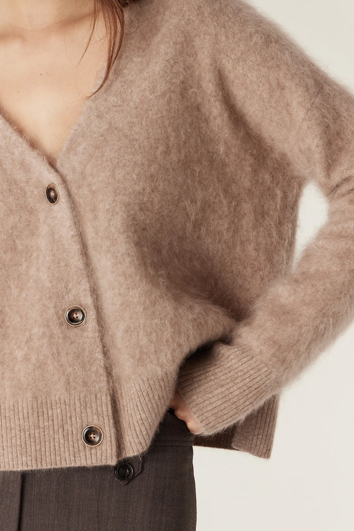 Cable Melbourne Brushed Cashwool V Cardigan - Mink - Shop 9