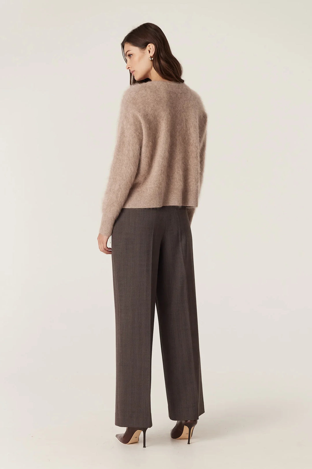 Cable Melbourne Brushed Cashwool V Cardigan - Mink - Shop 9