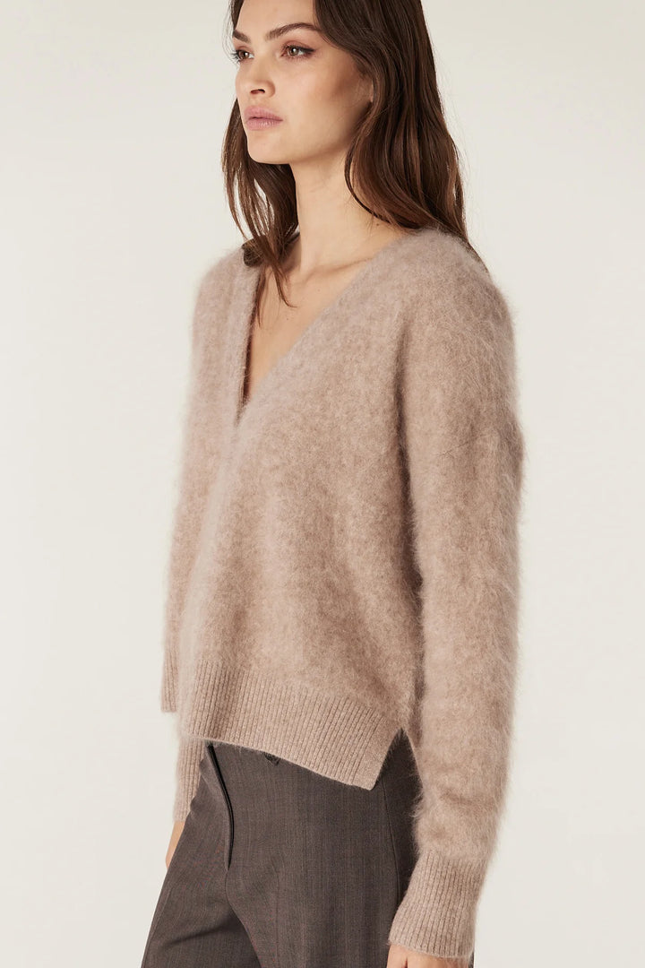 Cable Melbourne Brushed Cashwool V Cardigan - Mink - Shop 9