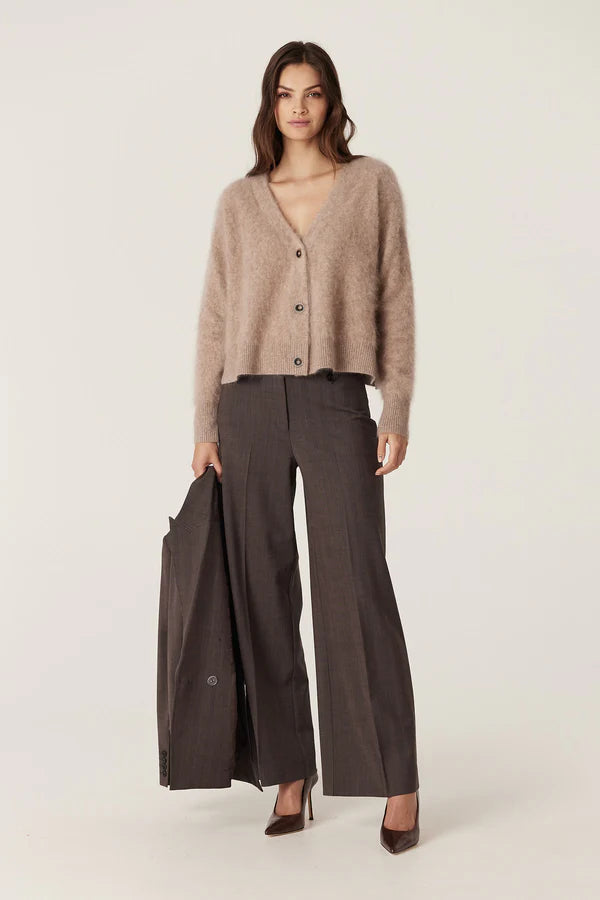 Cable Melbourne Brushed Cashwool V Cardigan - Mink - Shop 9
