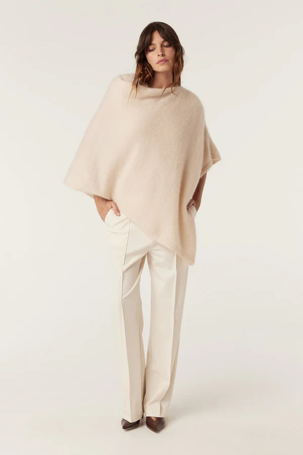 Cable Melbourne Brushed Pure Cashmere Poncho - Fawn - Shop 9