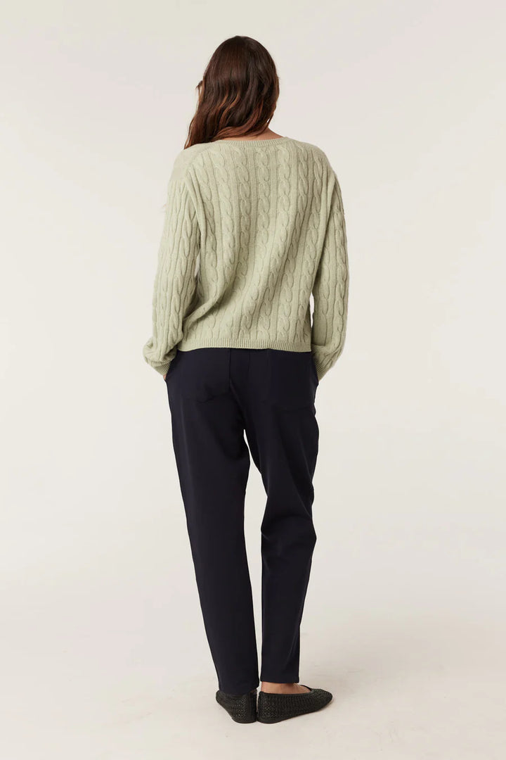 Cable Melbourne Cashwool Cable Crew Jumper - Pistachio Green - Shop 9