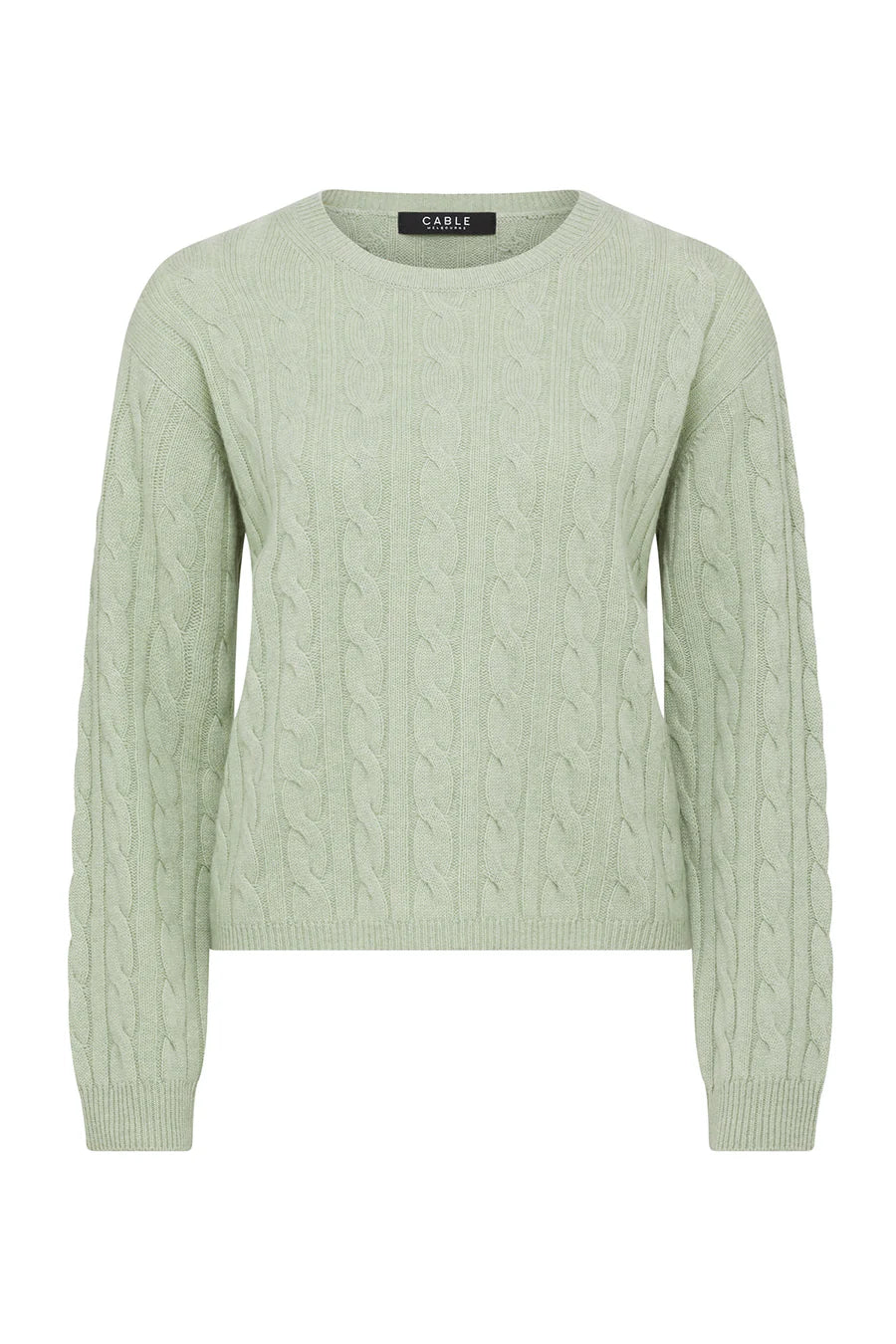 Cable Melbourne Cashwool Cable Crew Jumper - Pistachio Green - Shop 9