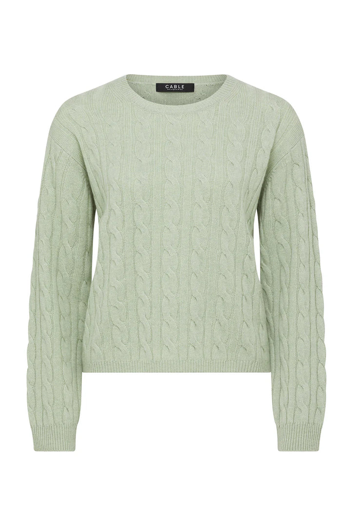 Cable Melbourne Cashwool Cable Crew Jumper - Pistachio Green - Shop 9