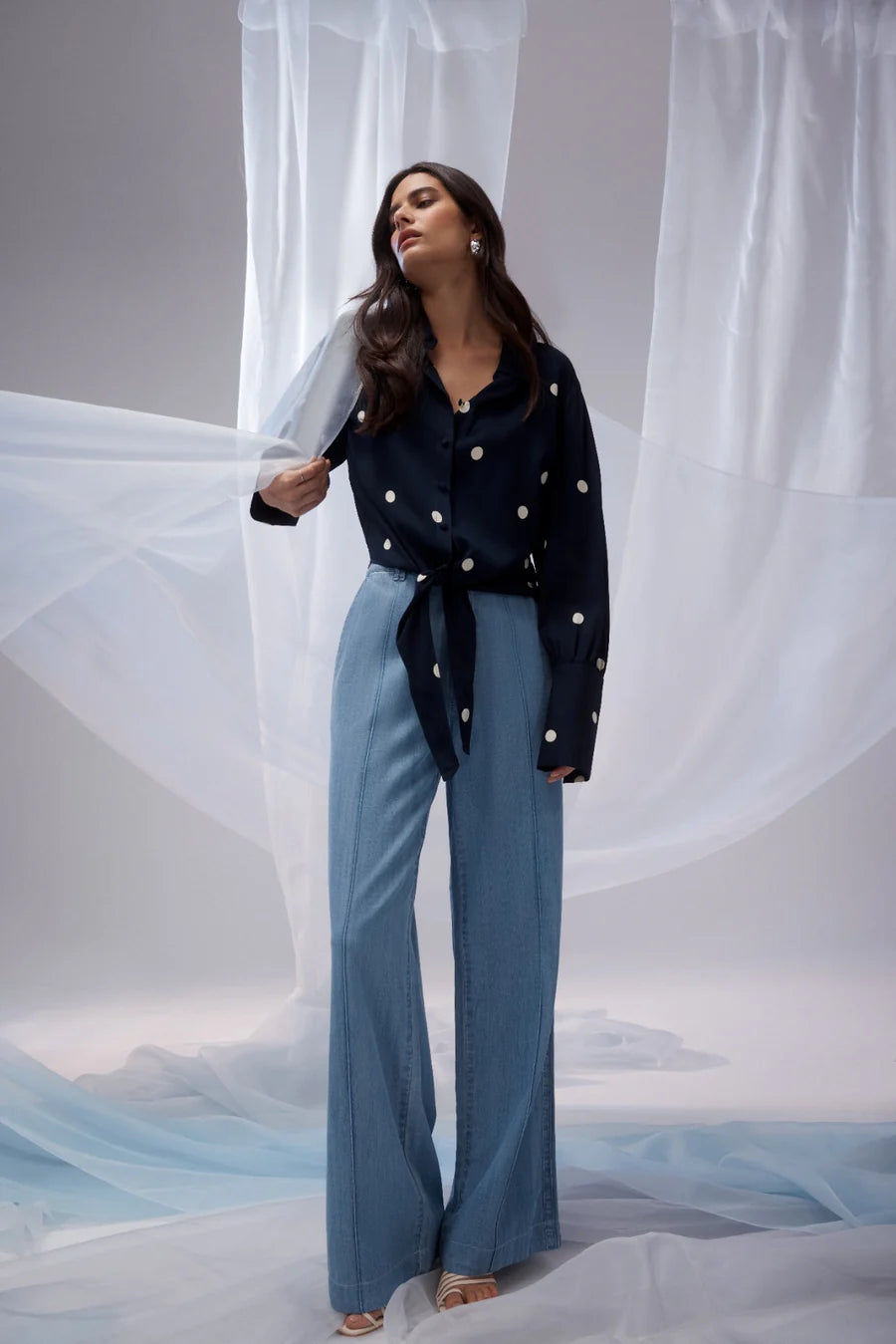 Cable Melbourne Muse Blouse - Navy Spot - Shop 9