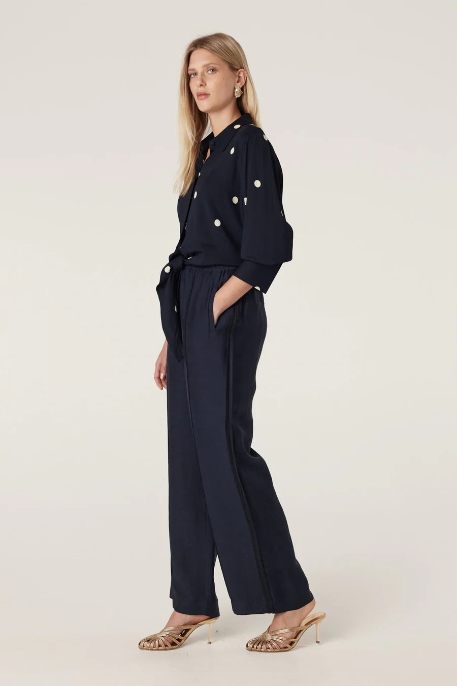 Cable Melbourne Muse Blouse - Navy Spot - Shop 9