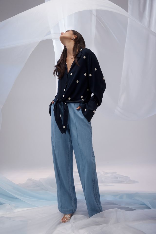 Cable Melbourne Muse Blouse - Navy Spot - Shop 9