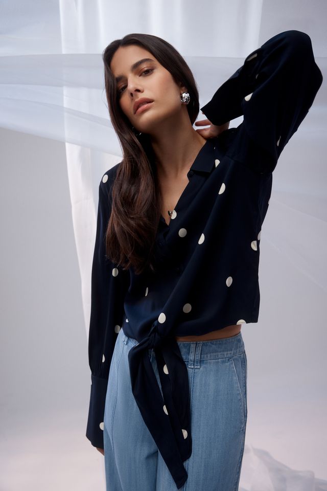 Cable Melbourne Muse Blouse - Navy Spot - Shop 9