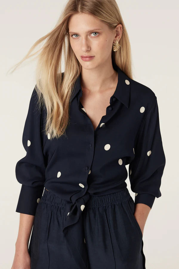 Cable Melbourne Muse Blouse - Navy Spot - Shop 9