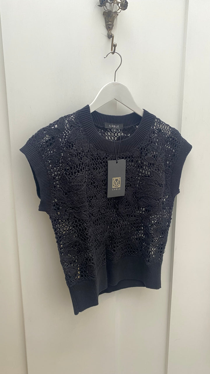 Cable Melbourne Shadow Lace Knit Top - Black - Shop 9