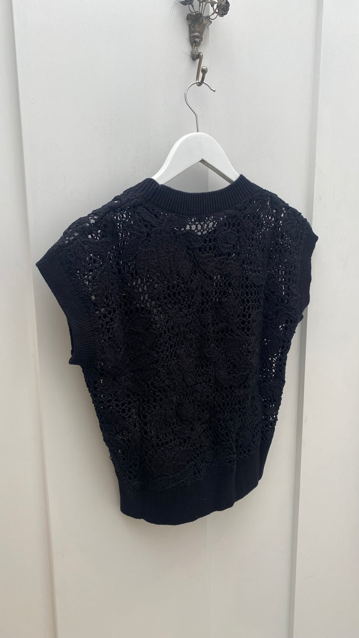 Cable Melbourne Shadow Lace Knit Top - Black - Shop 9
