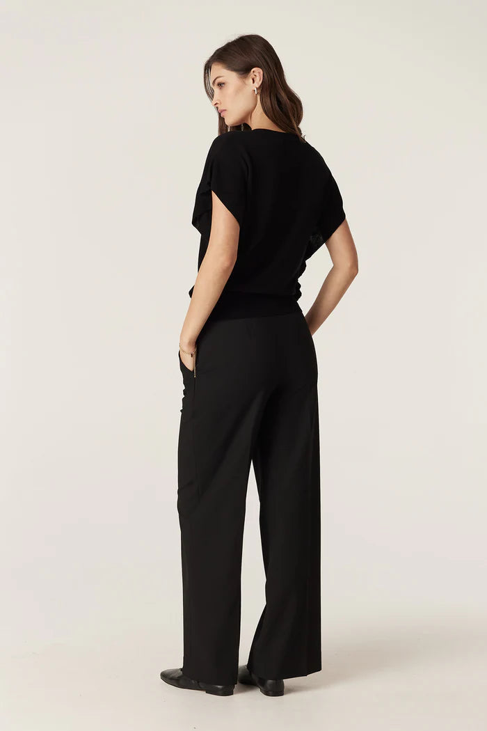 Cable Melbourne Silk Tencel Frill Top - Black - Shop 9