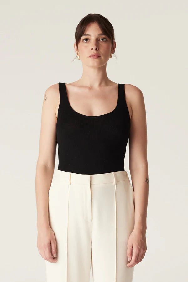 Cable Melbourne Superfine Merino Singlet - Black - Shop 9