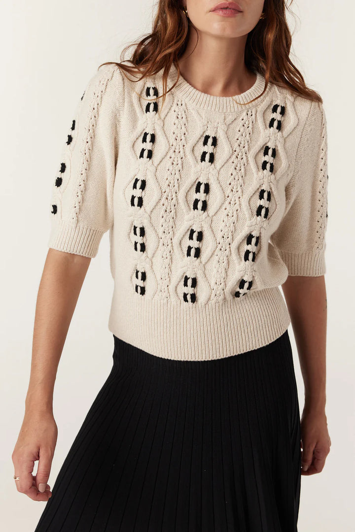 Cable Melbourne Tavi Knit Top - Oat - Shop 9