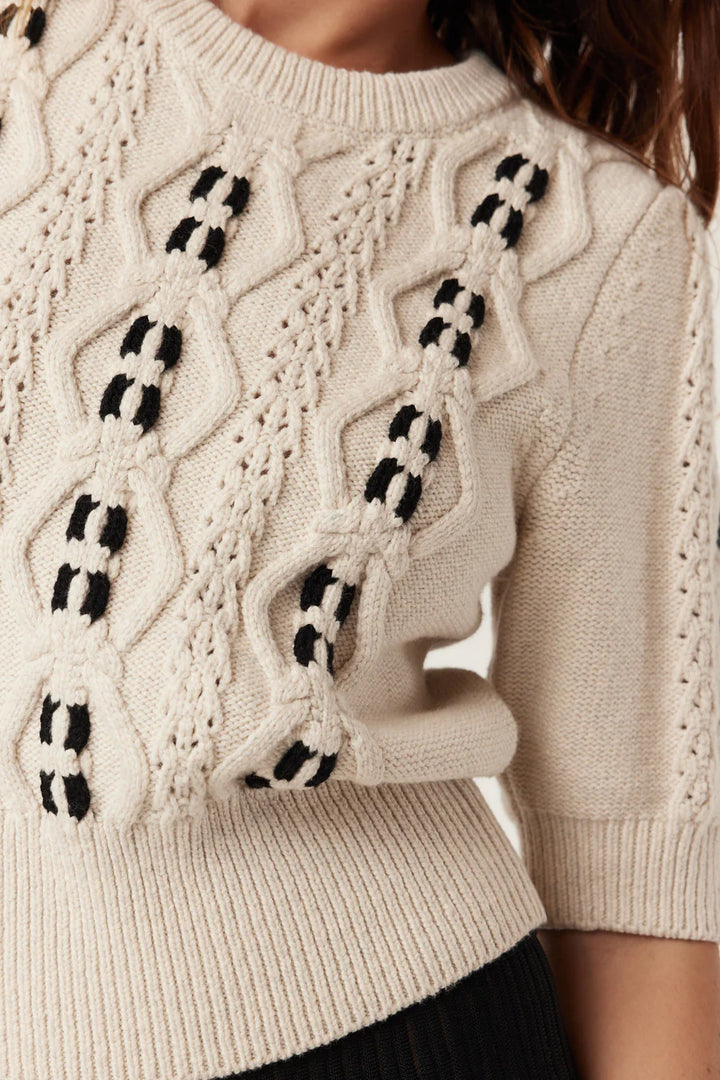 Cable Melbourne Tavi Knit Top - Oat - Shop 9