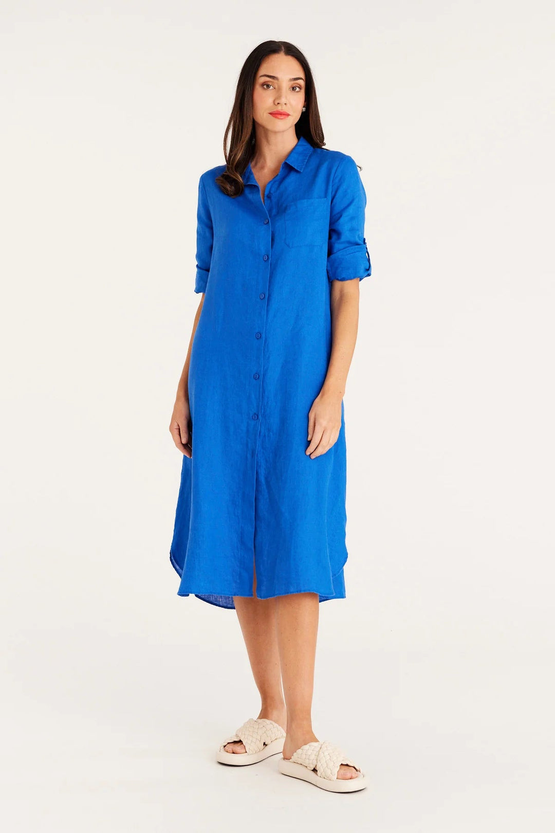 Cobalt blue linen dress online