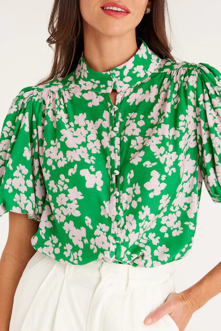 Cable Rosie Blouse - Green Print - Shop 9