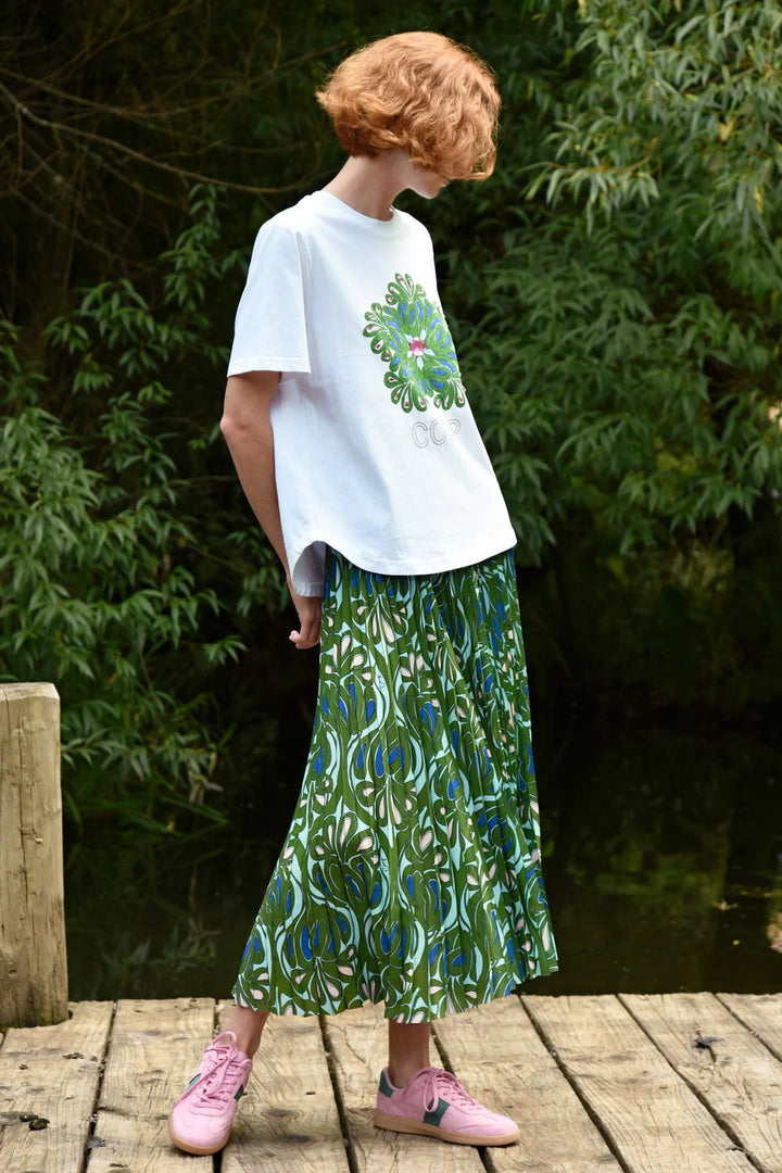Coop Skipped a Pleat Skirt - Green + Blue