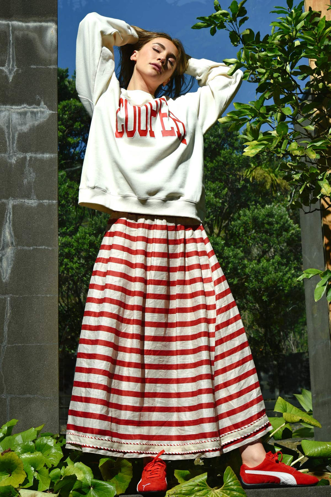 Cooper Forward Motion Skirt - Red/Natural Stripe - Shop 9