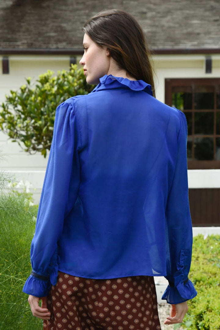 Cooper Ruffle Act Blouse - Cobalt - Shop 9