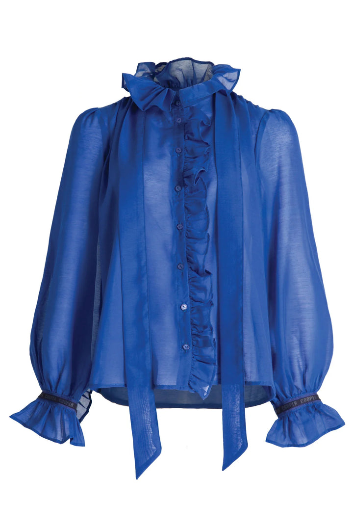 Cooper Ruffle Act Blouse - Cobalt - Shop 9