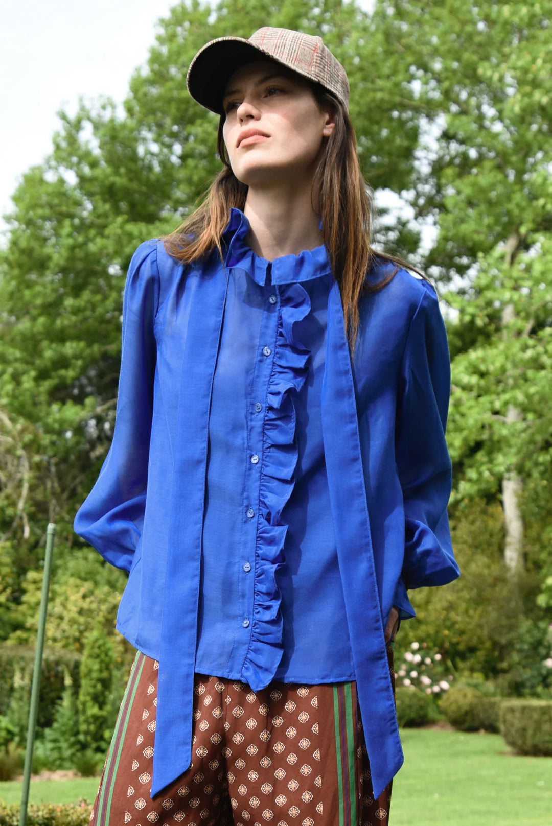 Cooper Ruffle Act Blouse - Cobalt - Shop 9