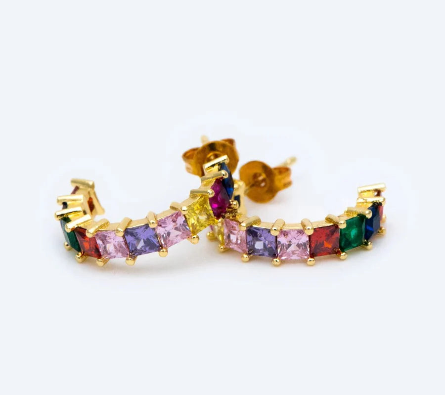 Crystal and Cord Alora Half Hoop Gold-Tone Earrings - Shop 9