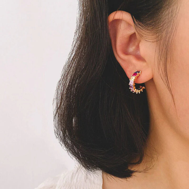 Crystal and Cord Alora Half Hoop Gold-Tone Earrings - Shop 9