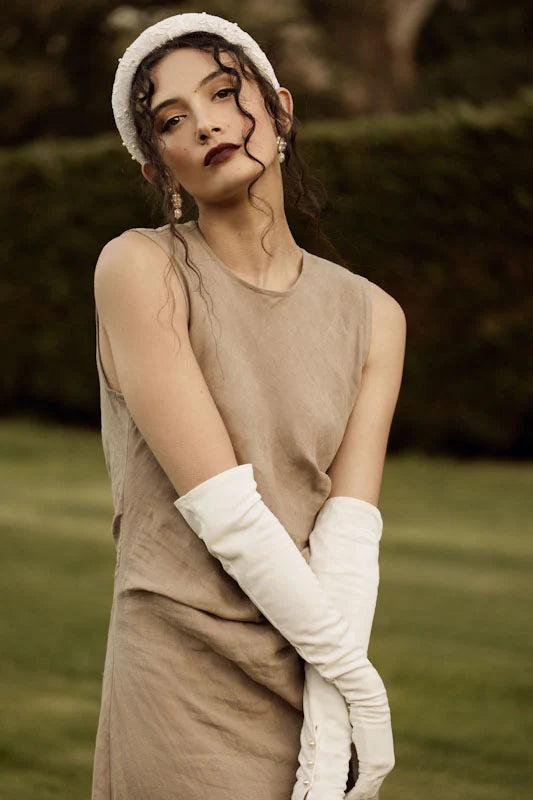 Crystal and Cord Lishara - Hand Beaded stud and freshwater pearl beads flower earrings - Shop 9