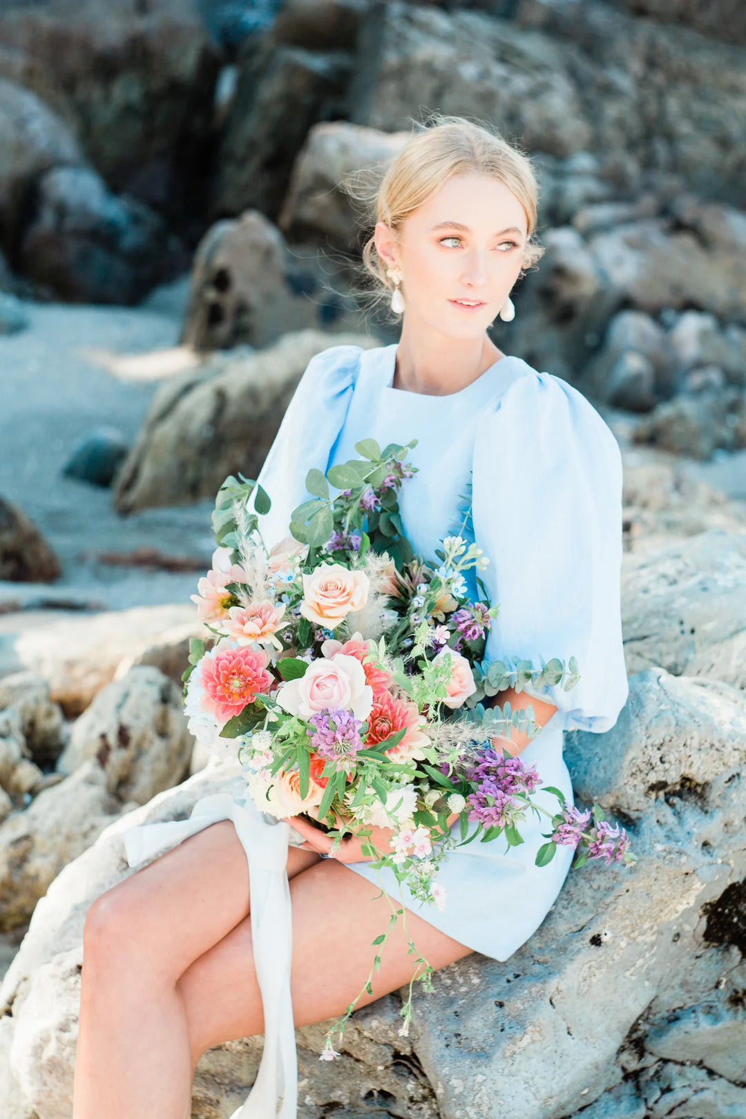 Crystal and Cord Monica - Faux Pearl drop and gold tone petal flower earrings - Shop 9