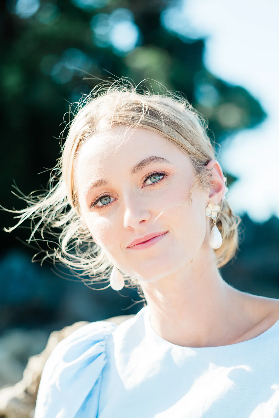 Crystal and Cord Monica - Faux Pearl drop and gold tone petal flower earrings - Shop 9