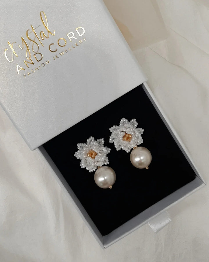Crystal &amp; Cord Dahlia earrings - Shop 9