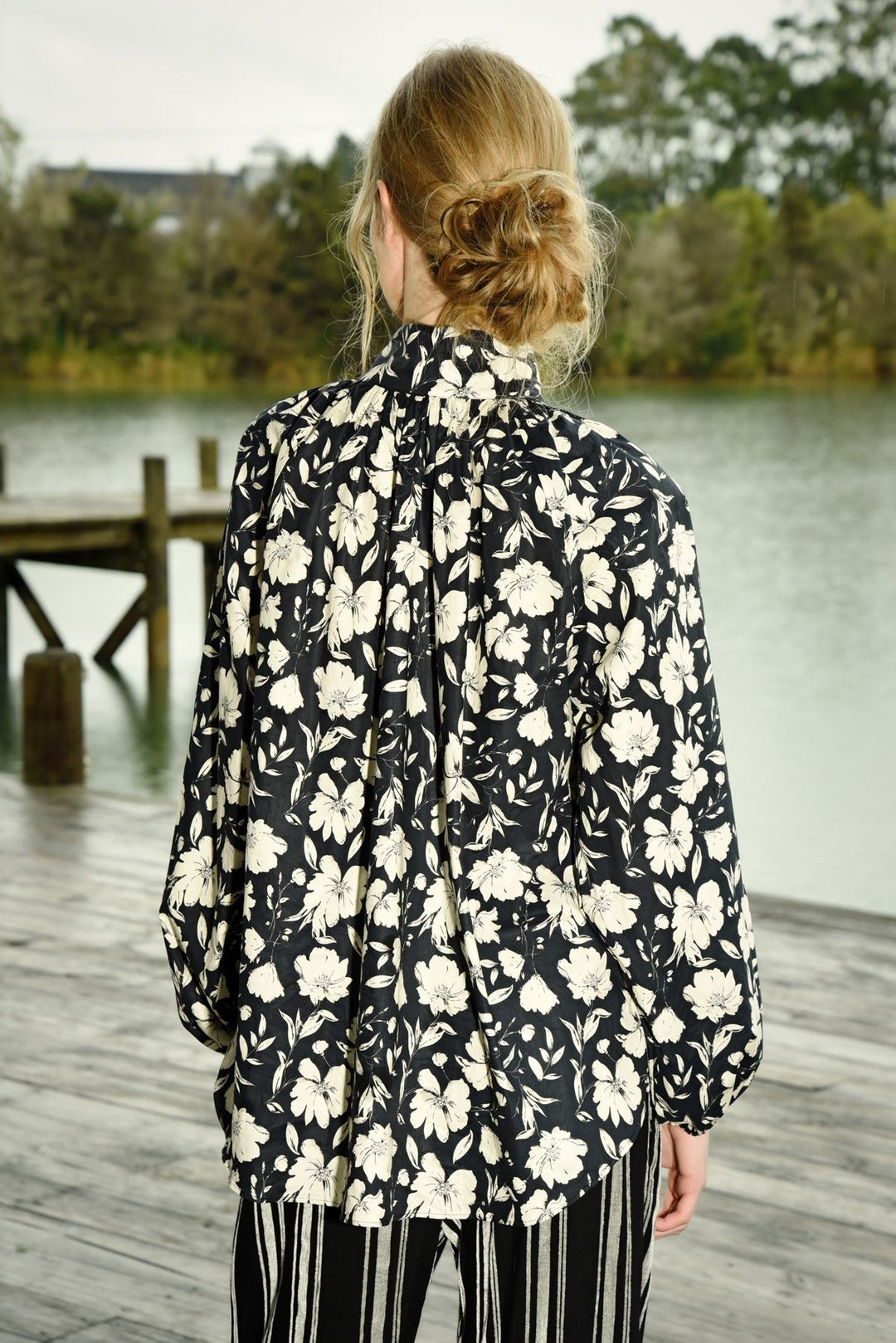 Curate Button of The Joke Top - Black Floral - Shop 9