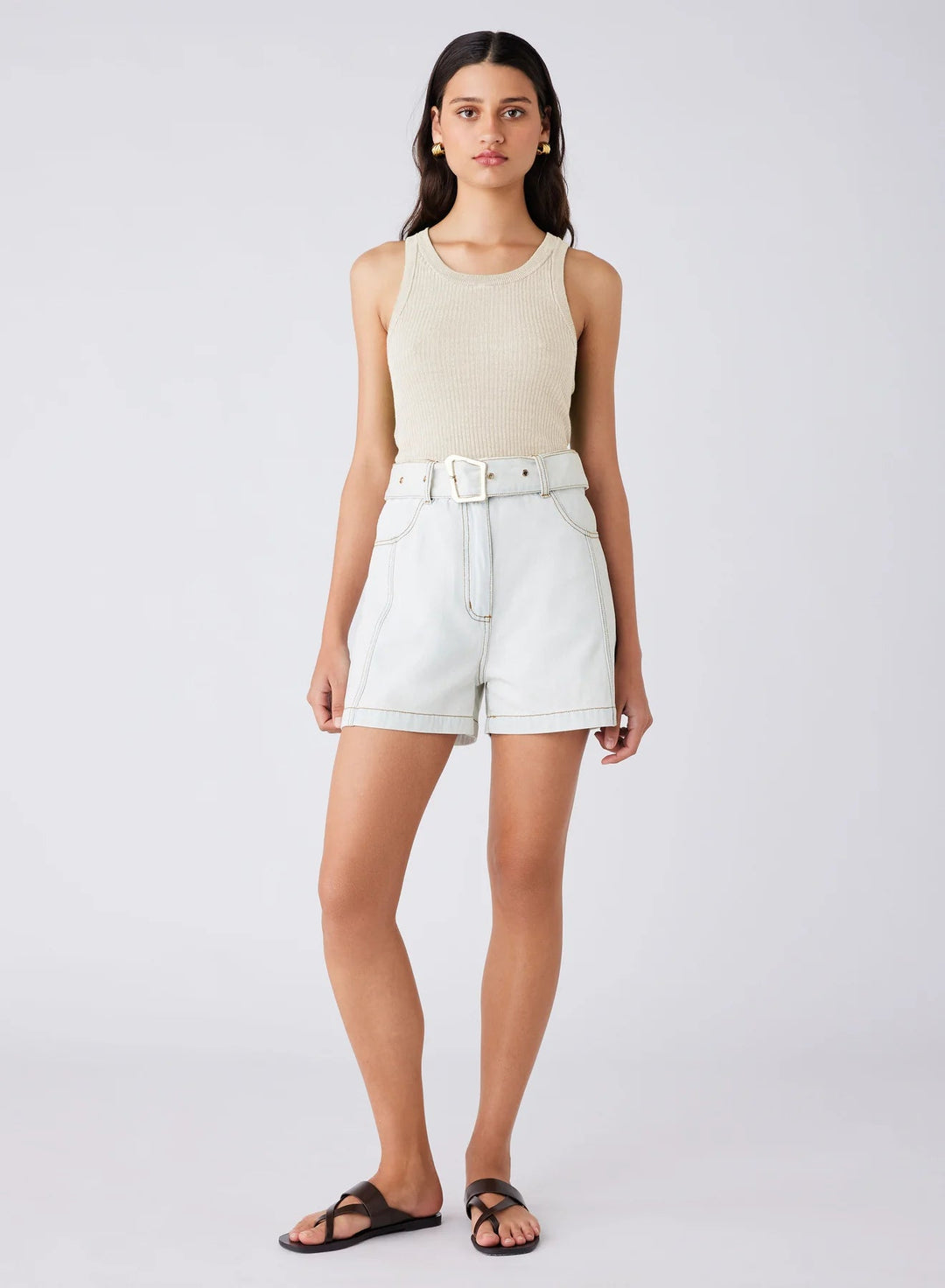 Esmaee Bronte Linen Tank - Cream - Shop 9