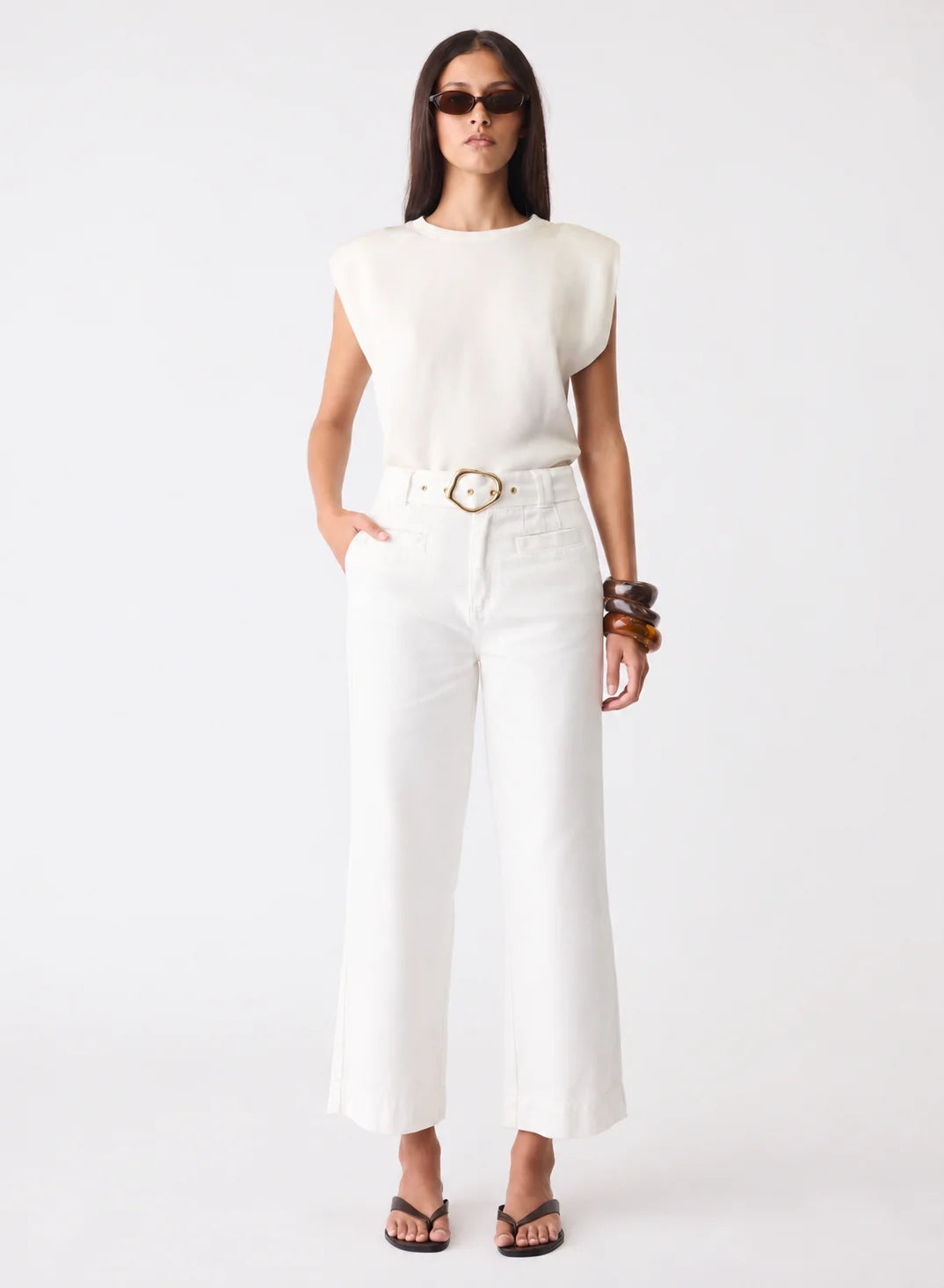 Esmaee Capilla Denim Jeans - Ivory - Shop 9