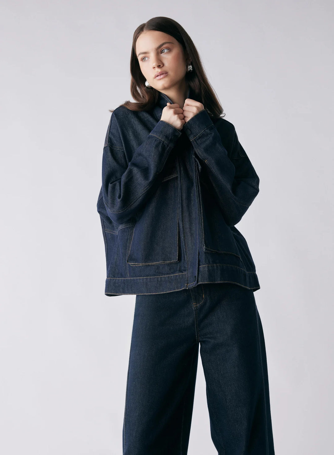 Esmaee Central Denim Jacket - Dark Denim - Shop 9