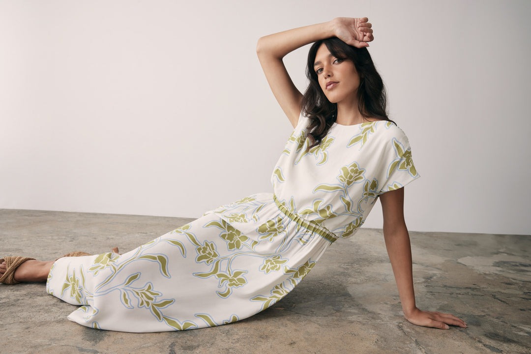 Esmaee Tranquility Dress - Olive Floral - Shop 9
