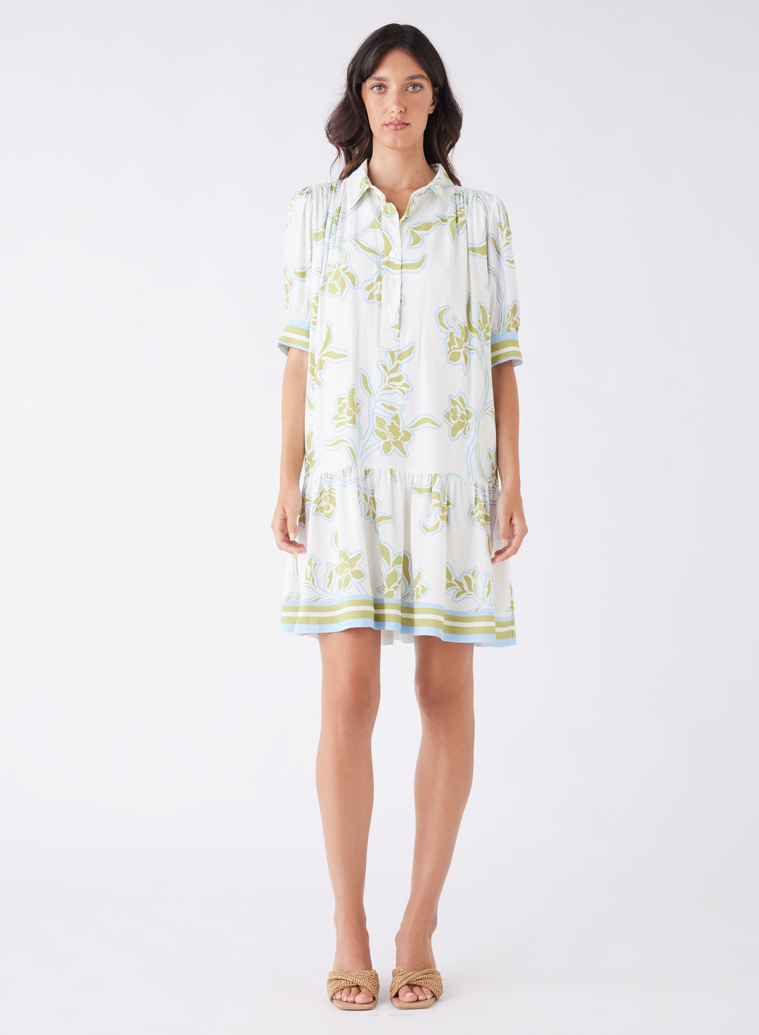 Esmaee Tranquility Mini Dress - Olive Floral - Shop 9
