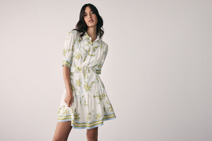 Esmaee Tranquility Mini Dress - Olive Floral - Shop 9
