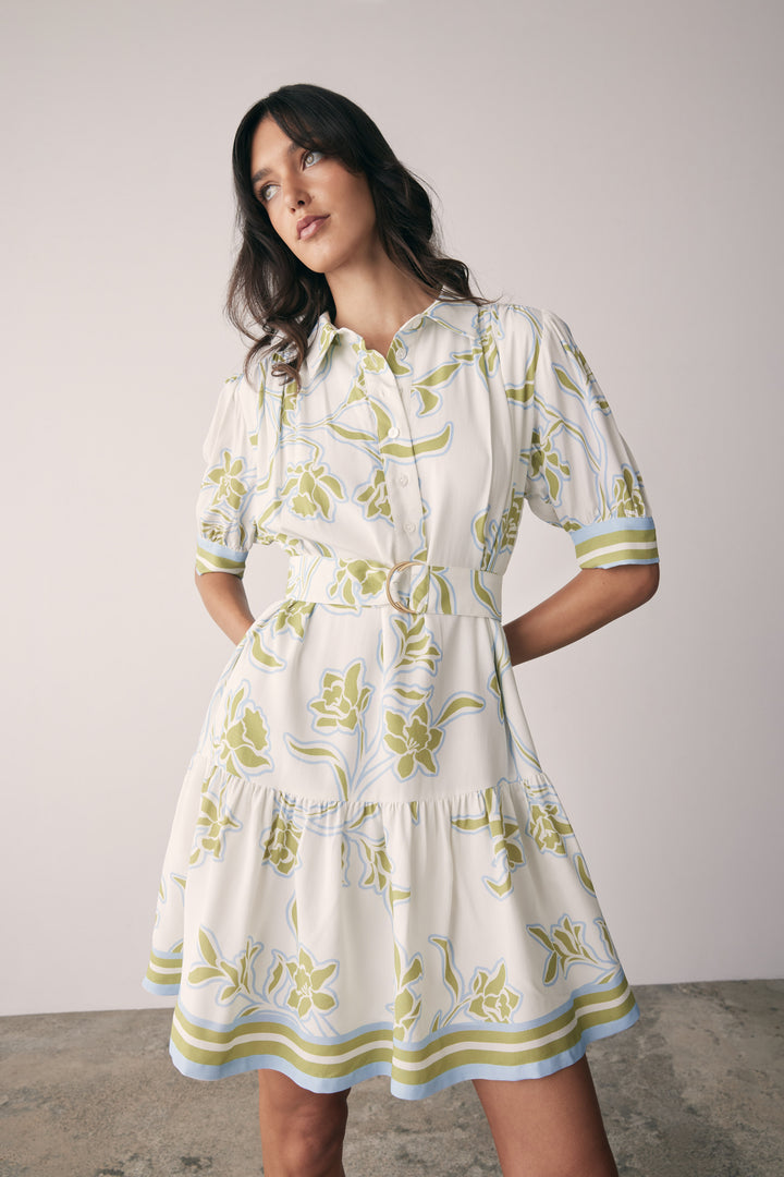 Esmaee Tranquility Mini Dress - Olive Floral - Shop 9