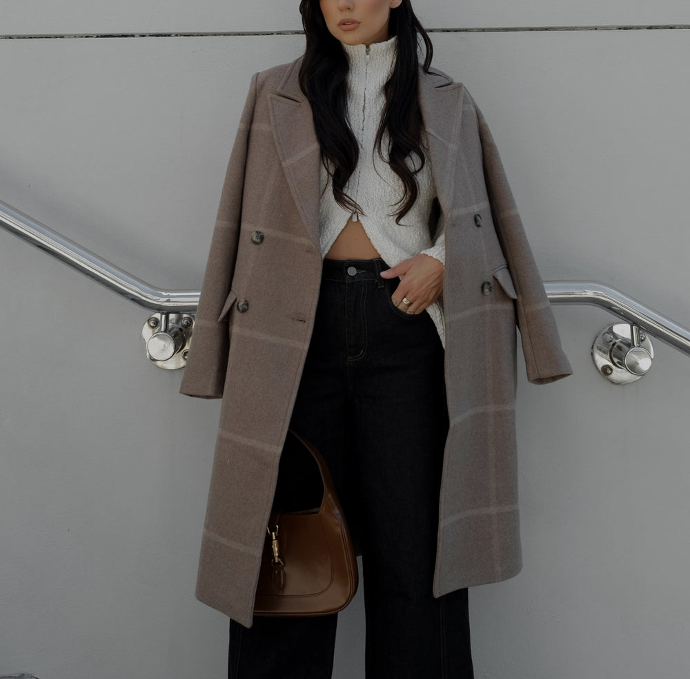 Esmaee Voyager Coat - Toffee Check - Shop 9