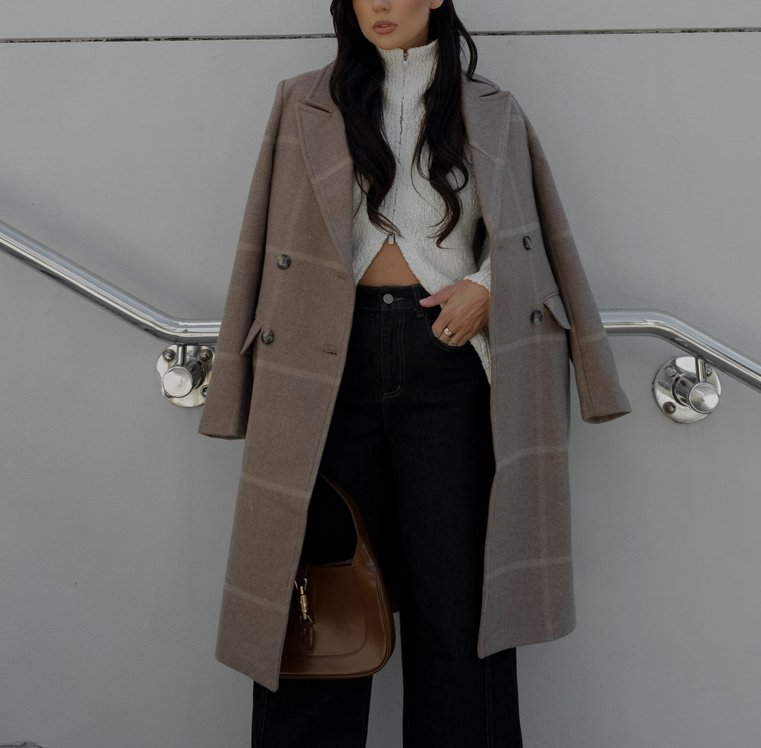 Esmaee Voyager Coat - Toffee Check - Shop 9