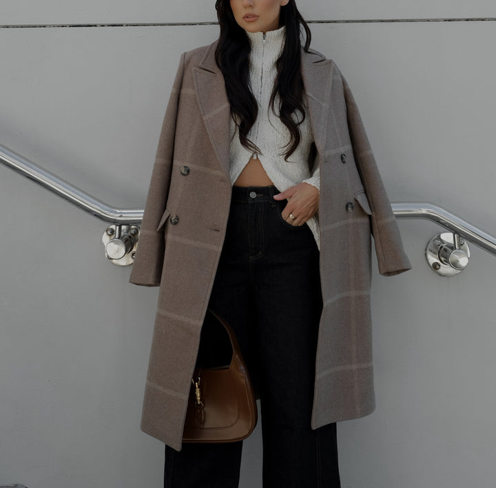 Esmaee Voyager Coat - Toffee Check - Shop 9